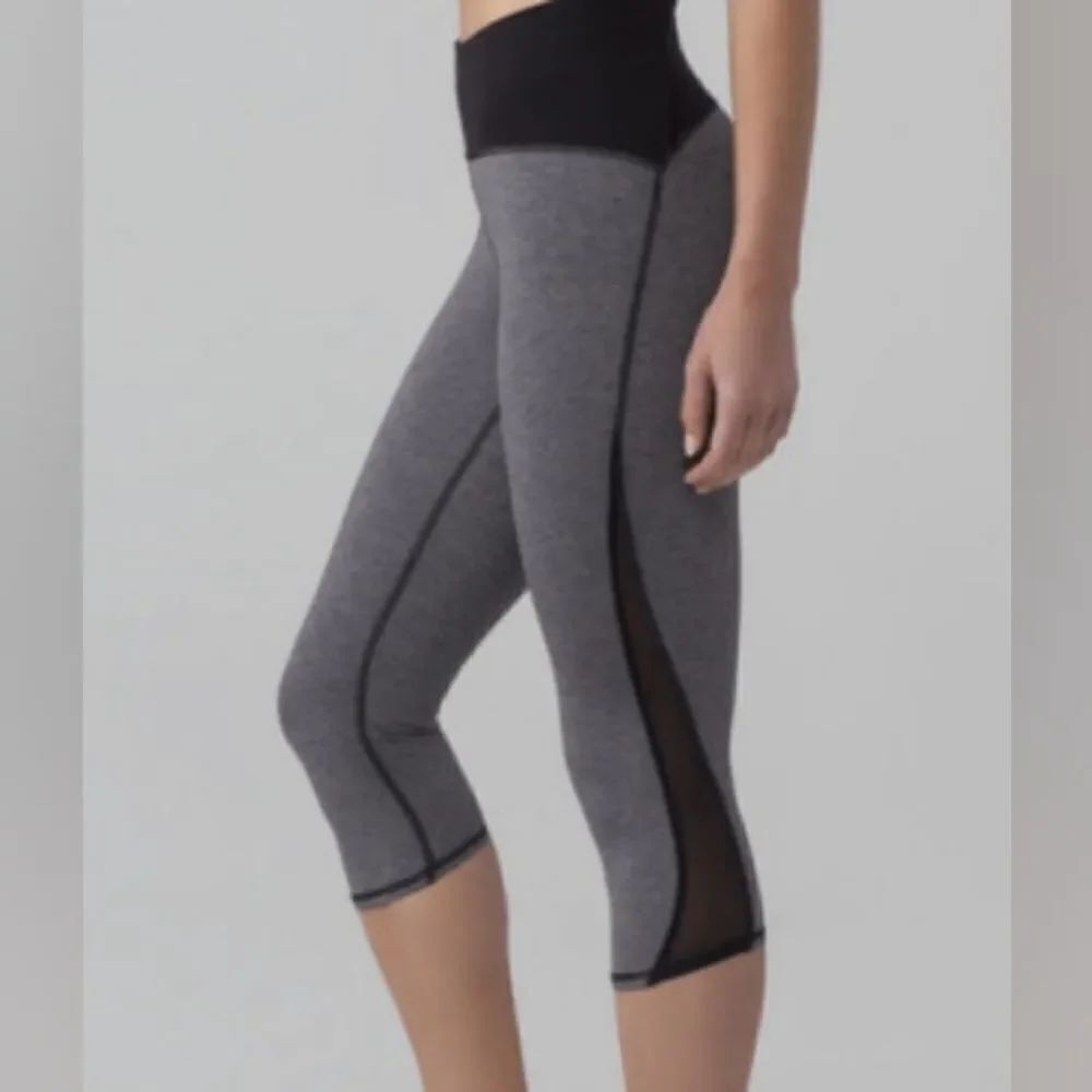 Lululemon Train Times Crop (17") Heathered Black / Black Leggings Sz 6